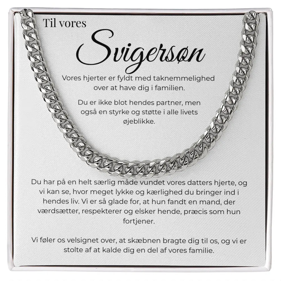 Elegant Cuban Link kæde som gave til svigersøn fra svigerforældre