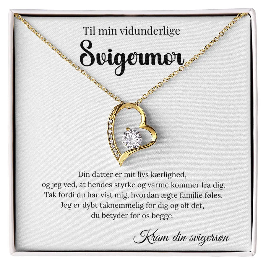 Forever Love halskæde i guld – gave fra svigersøn til svigermor