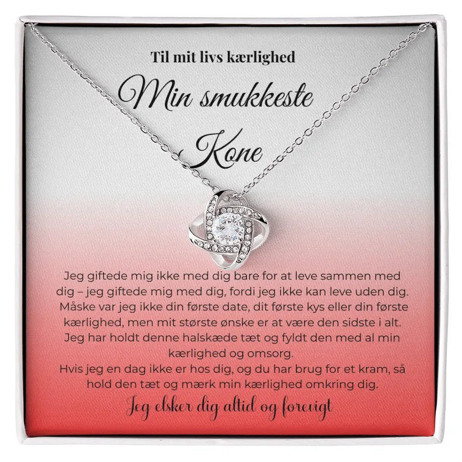 Love Knot halskæde i 14 karat hvidguldbelægning, gave til kone