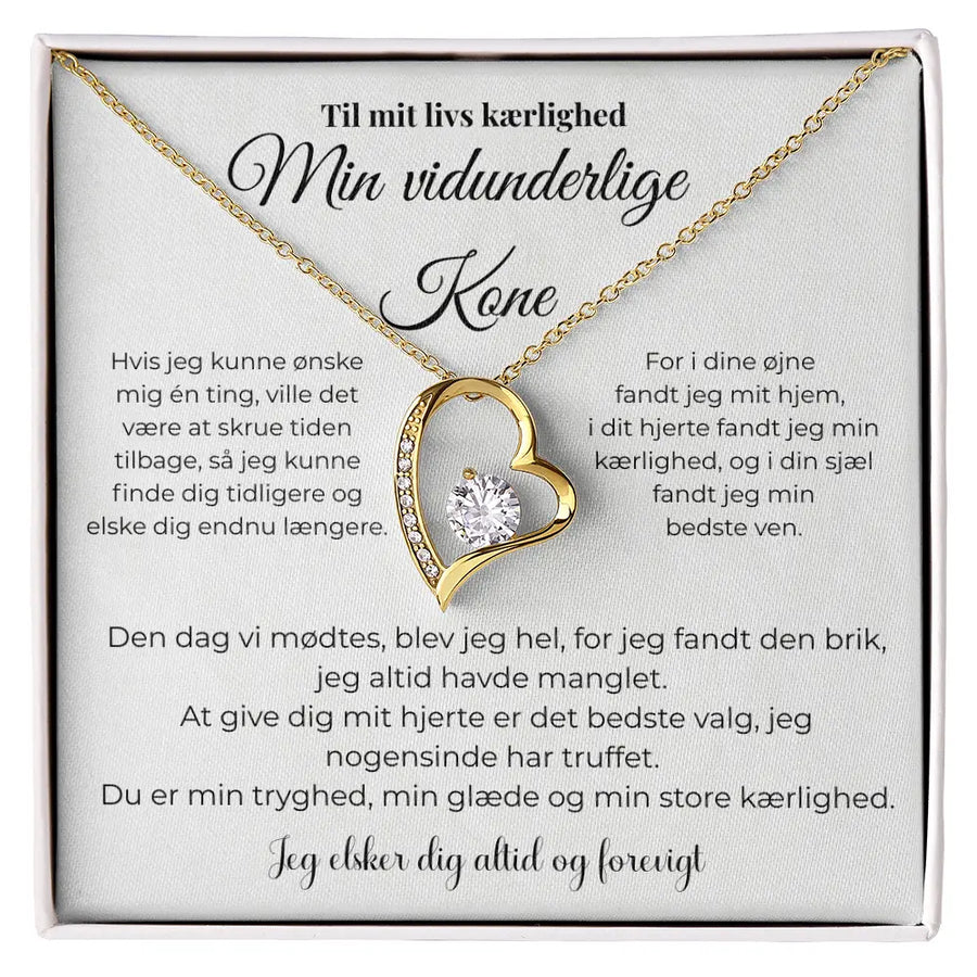 Forever Love halskæde i 18 karat guldbelægning med cubic zirconia – kærlighedsgave til kone