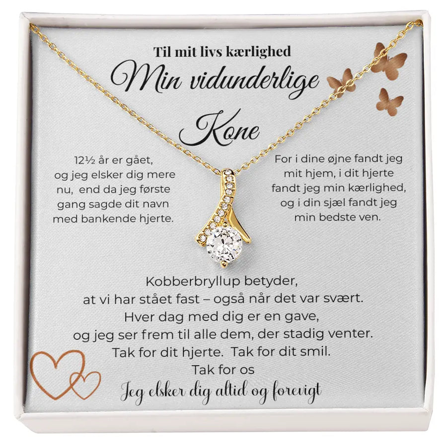 Elegant halskæde i guldbelagt finish med funklende sten, romantisk kobberbryllupsgave til kone med dyb betydning