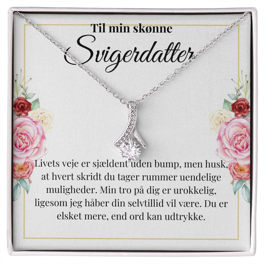 Tidløs halskæde med Cubic Zirkonia - smuk gave til svigerdatter fra svigermor eller svigerfar.