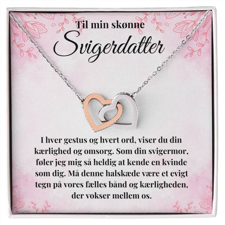 Smuk halskæde med sammensmedet hjerter til svigerdatter