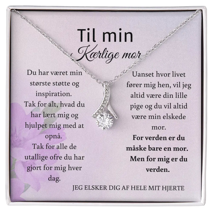 Alluring Beauty-halskæde i hvidguldsbelagt rustfrit stål – gaveæske med kort til mor