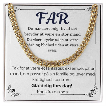 Guldbelagt Cuban Link halskæde til far i standard gaveæske