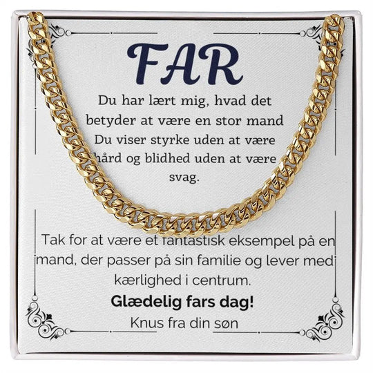 Guldbelagt Cuban Link halskæde til far i standard gaveæske