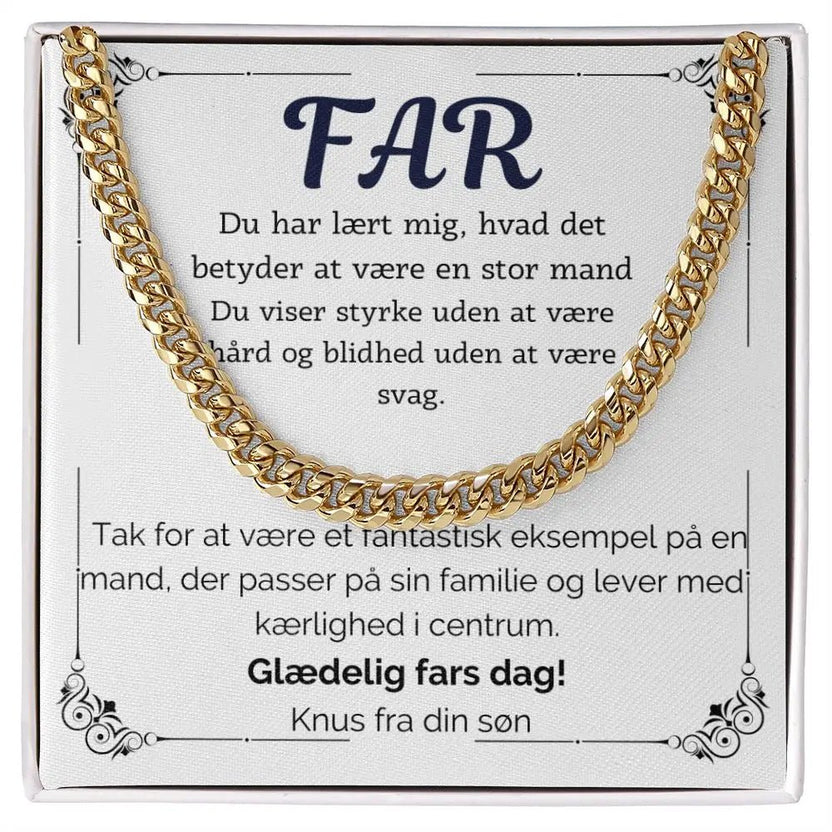 Guldbelagt Cuban Link halskæde til far i standard gaveæske