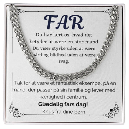 Rustfrit stål Cuban Link halskæde til far i standard gaveæske