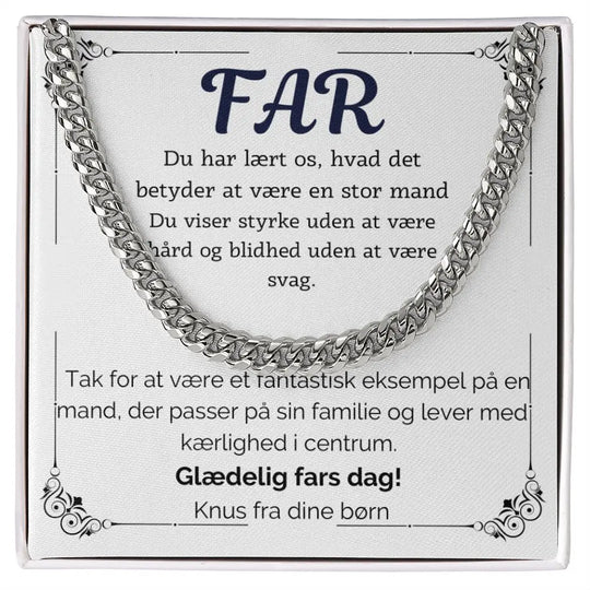 Rustfrit stål Cuban Link halskæde til far i standard gaveæske