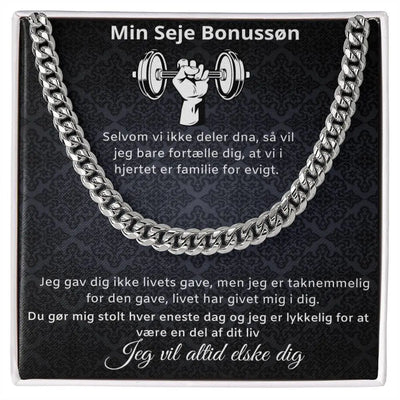 Min seje bonussøn - Du gør mig stolt hver eneste dag - Halskæde - Engeldesign - Personlige Gaver- Rustfri stål