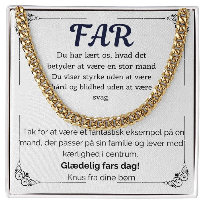 Guldbelagt Cuban Link halskæde til far i standard gaveæske