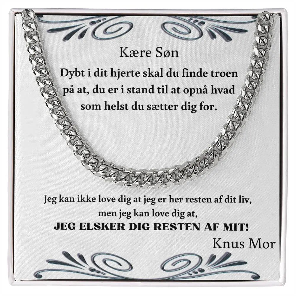 Kære Søn, Dybt i dit hjerte - Halskæde - Knus Mor - Engeldesign- Personlige Gaver