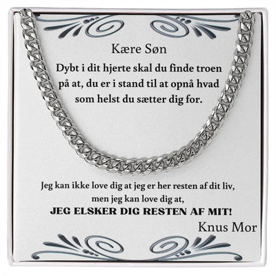 Kære Søn, Dybt i dit hjerte - Halskæde - Knus Mor - Engeldesign- Personlige Gaver