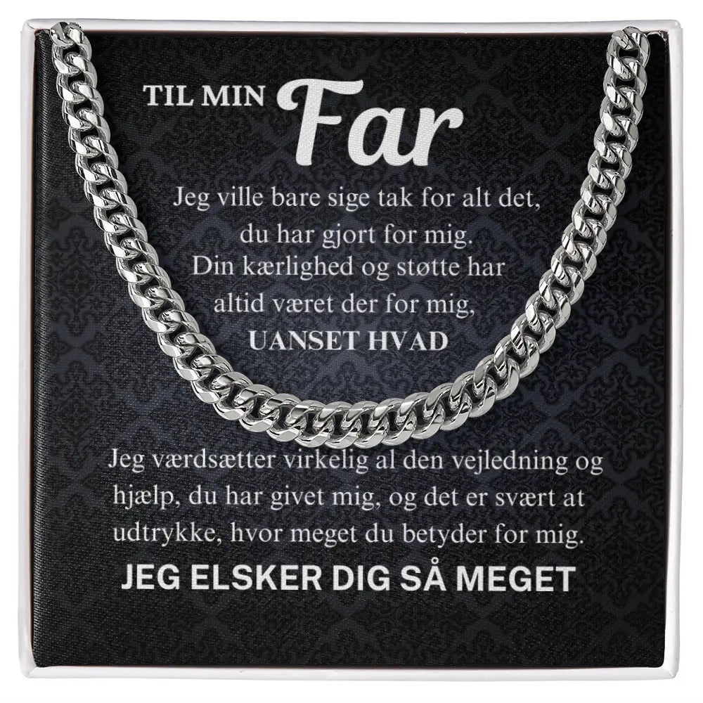 Cuban link halskæde i rustfrit stål til far, gave til far.