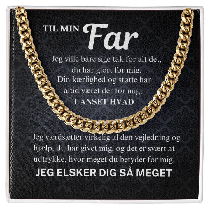 Guldbelagt Cuban Link halskæde til far i standard gaveæske