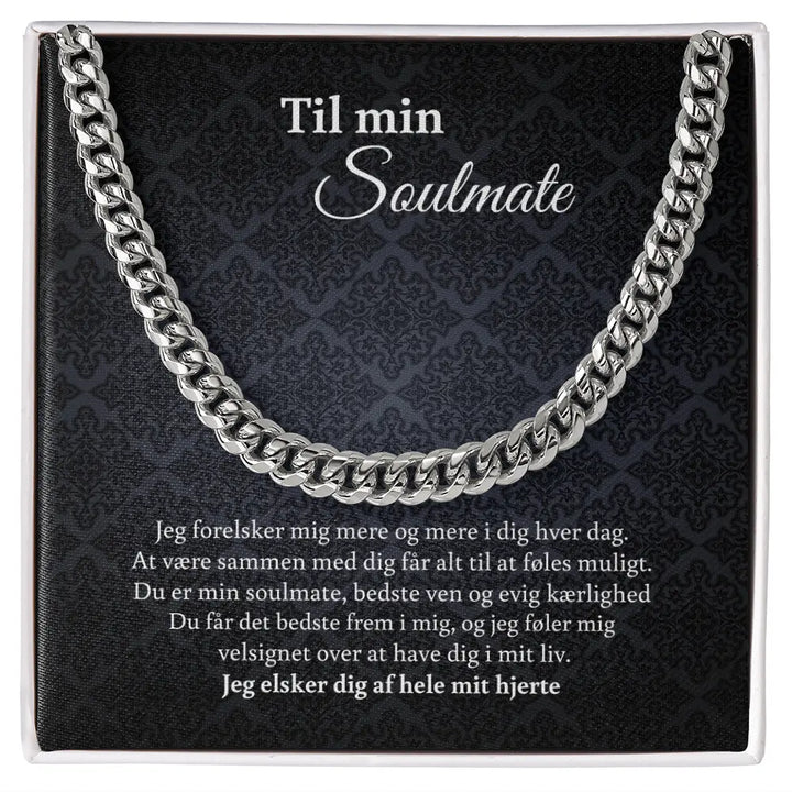 Rustfrit stål Cuban Link halskæde til mand som personlig gave i standard gaveæske