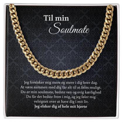 Guldbelagt Cuban Link halskæde til mand som personlig gave i standard gaveæske
