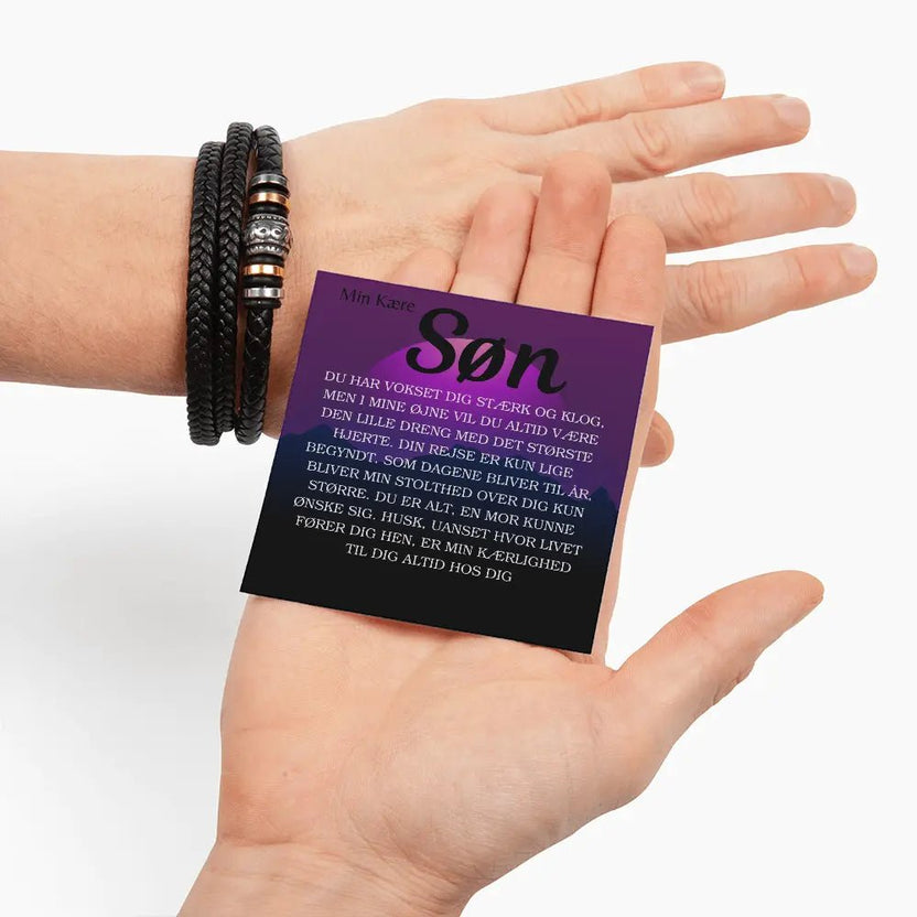 Armbånd med 'Love You Forever' indgravering og flettet bånd – ideel Mor-Søn gave
