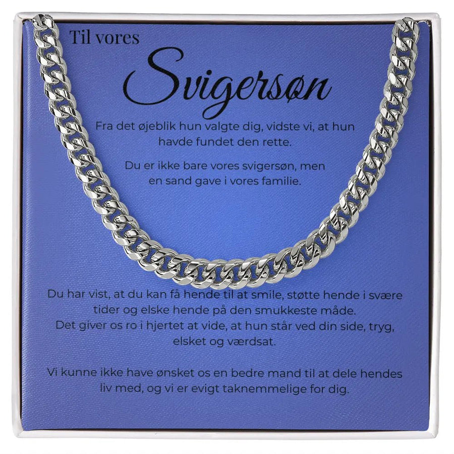 Cuban Link halskæde gave til svigersøn fra svigerforældre