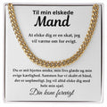 Guldbelagt Cuban Link halskæde til mand med kærligt kort i standard gaveæske
