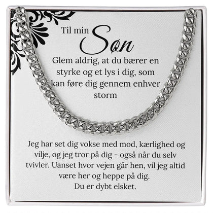 Rustfrit stål Cuban Link halskæde til søn i standard gaveæske