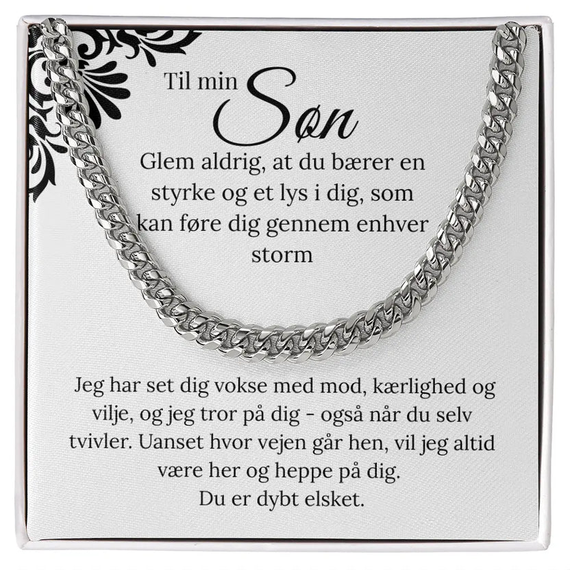 Rustfrit stål Cuban Link halskæde til søn i standard gaveæske