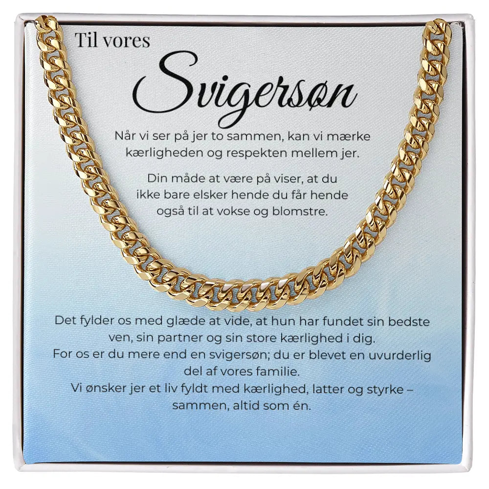 Elegant Cuban Link herrekæde gave til svigersøn fra svigerforældre