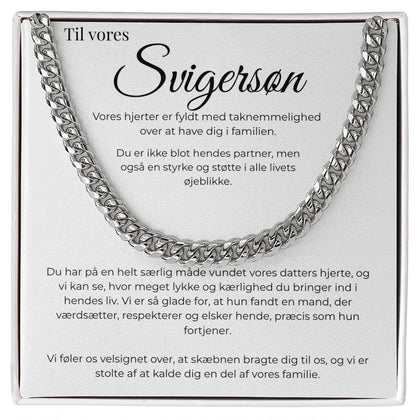 Rustfrit stål Cuban Link halskæde til svigersøn i standard gaveæske