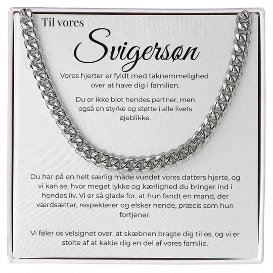 Rustfrit stål Cuban Link halskæde til svigersøn i standard gaveæske