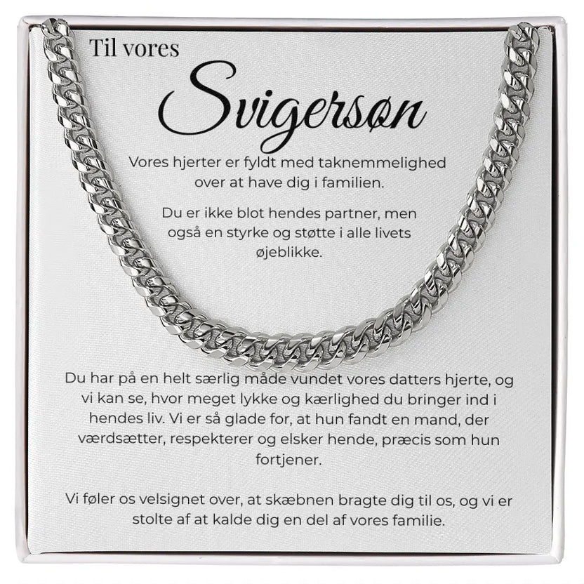 Rustfrit stål Cuban Link halskæde til svigersøn i standard gaveæske