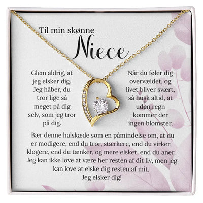 Gaveæske med Forever Love smykke og kærlig tekst til niece