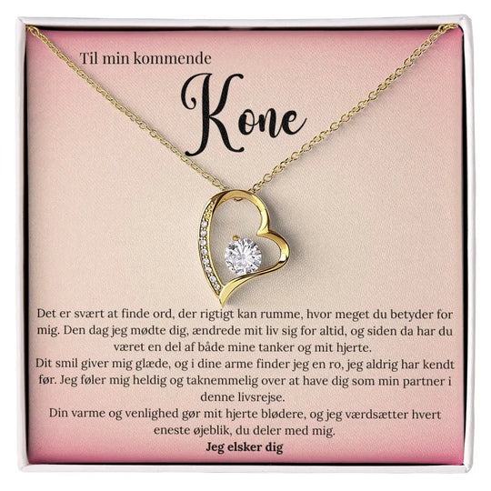 Forever Love halskæde i 18 karat guldbelægning med cubic zirconia - Gave til kommende kone