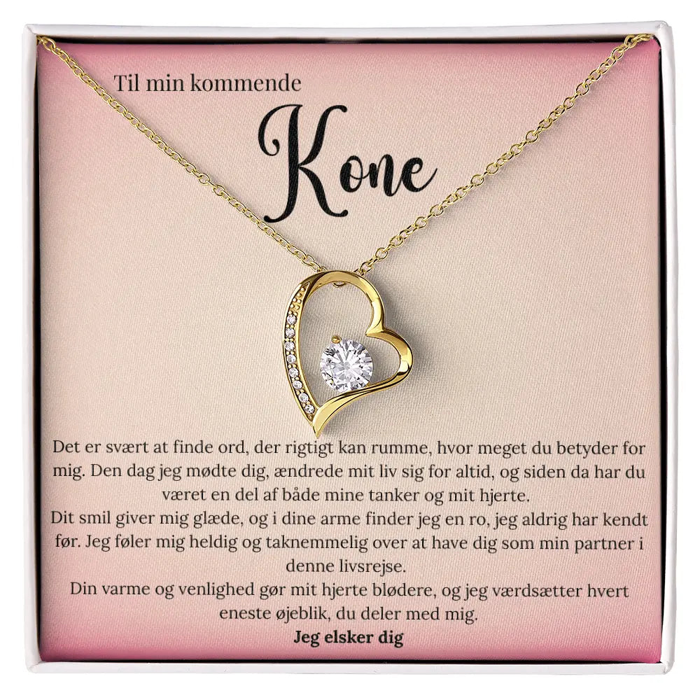 Forever Love halskæde i 18 karat guldbelægning med cubic zirconia - Gave til kommende kone