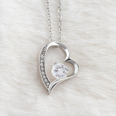 Forever Love halskæde i 14 karat hvidguldbelægning med cubic zirconia