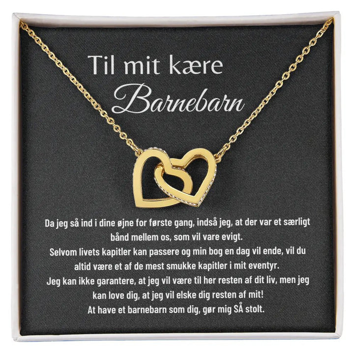 Gave til barnebarn - halskæde i rustfri stål, guldbelagt fra bedstemor, farmor, mormor