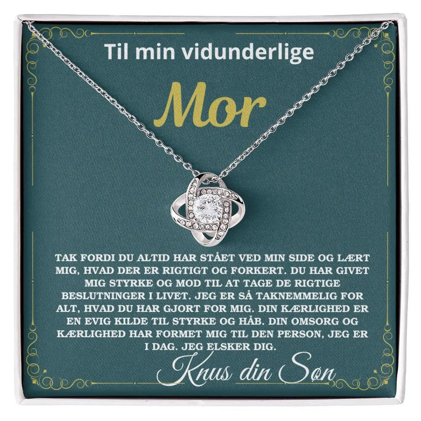 Gave til mor fra søn, Rustfri stål halskæde love knot #afsender_s-n