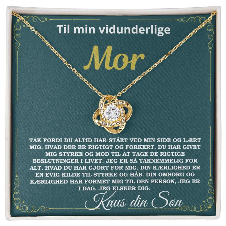 Gave til mor fra søn,guldbelagt halskæde love knot #afsender_s-n