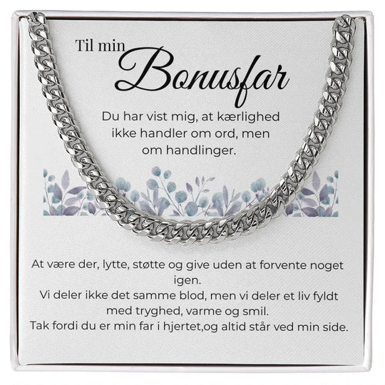 Guldbelagt Cuban link smykke til stedfar fra datter eller søn