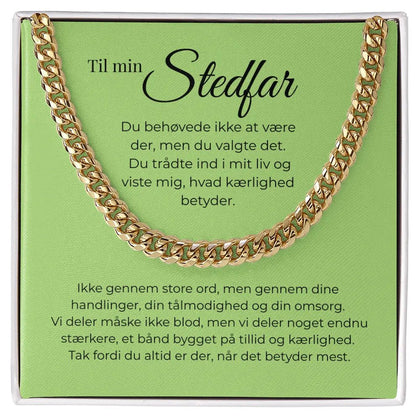 Guldbelagt Cuban Link halskæde til stedfar i standard gaveæske