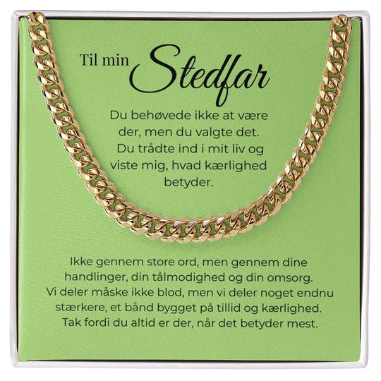 Guldbelagt herrekæde som gave til fars dag fra bonusbarn