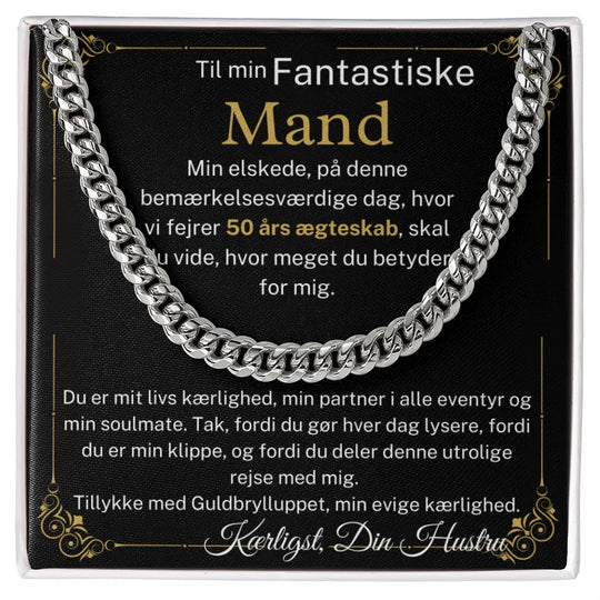 Cuban link stål, guldbryllupsgave til mand
