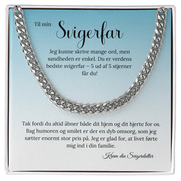 Rustfrit stål Cuban Link halskæde til svigerfar fra svigerdatter i standard gaveæske #afsender_svigerdatter