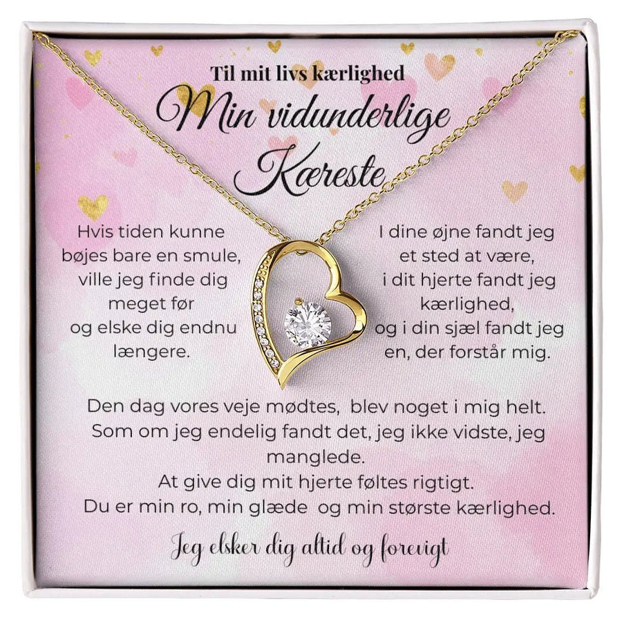 Hjerte halskæde i stål belagt med guld til hende – et symbol på kærlighed for altid