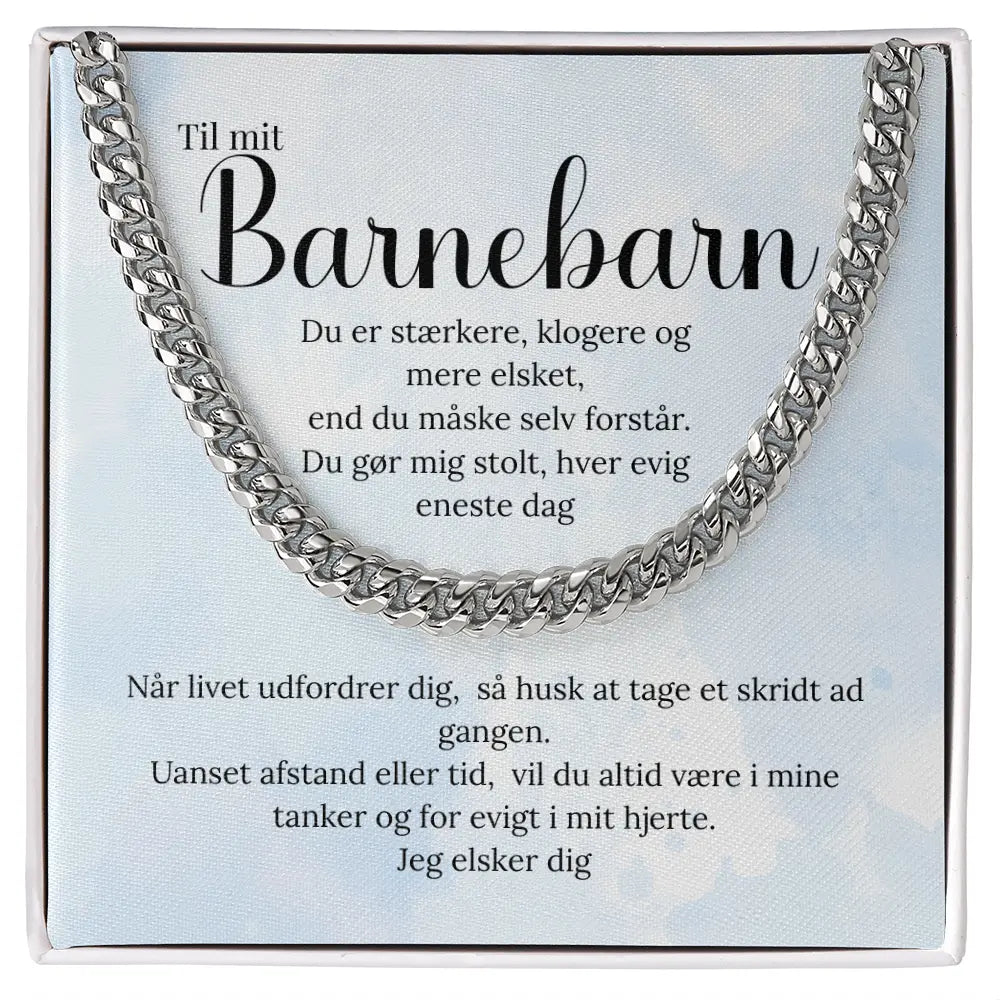 Hvidguld-kæde til barnebarn – personlig gave med varm og kærlig hilsen fra bedsteforælder