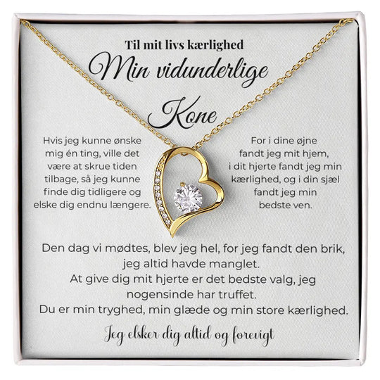 Forever Love halskæde i 18 karat guldbelægning med cubic zirconia – kærlighedsgave til kone