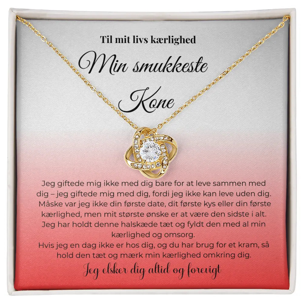 Love Knot halskæde i 18 karat guldbelægning Gave til kone