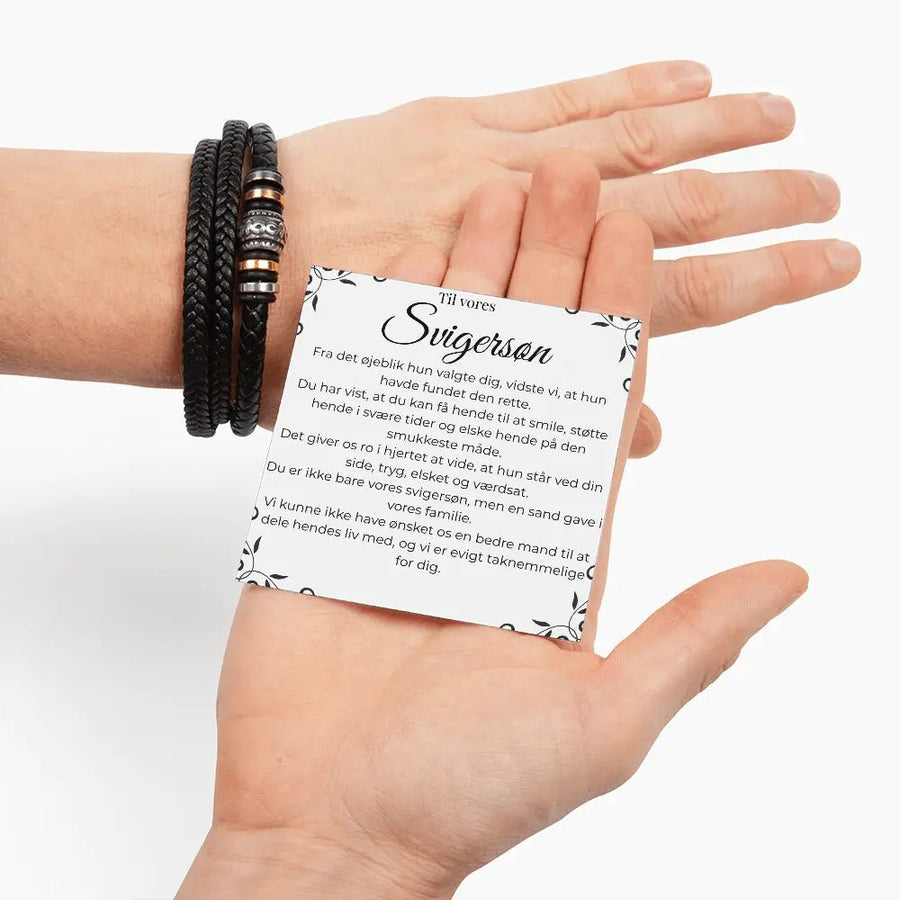Maskulint læderarmbånd med rustfrit stål, perfekt gave til svigersøn