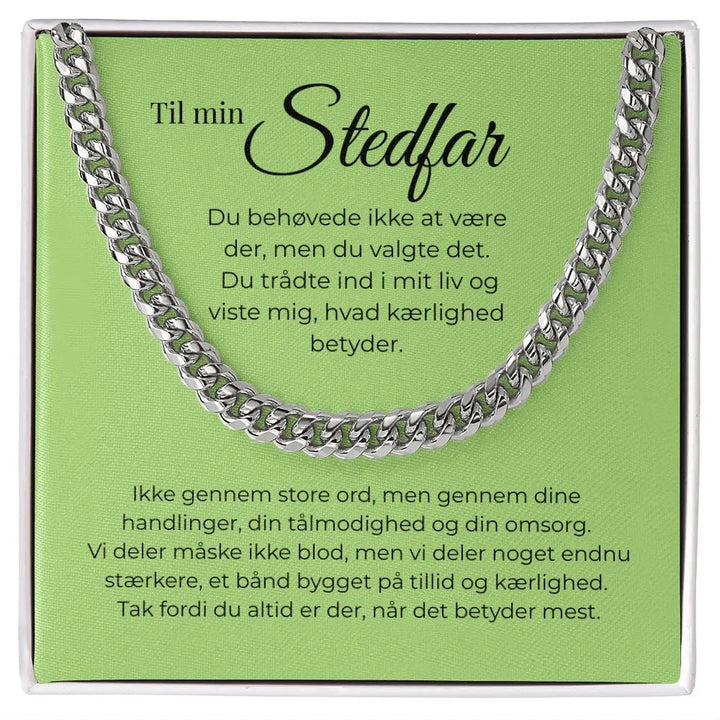 Rustfrit stål Cuban Link halskæde til stedfar i standard gaveæske