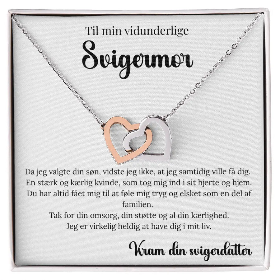 Personlig gave til svigermor fra svigerdatter med to sammenflettede hjerter