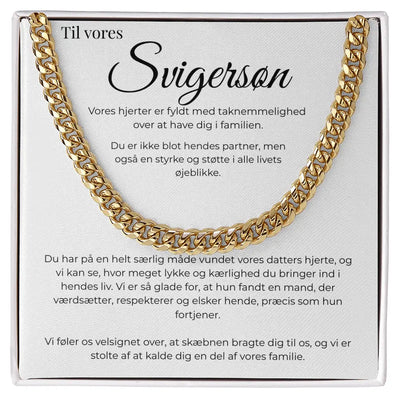 Personlig gave til svigersøn med Cuban Link kæde og kærligt kort